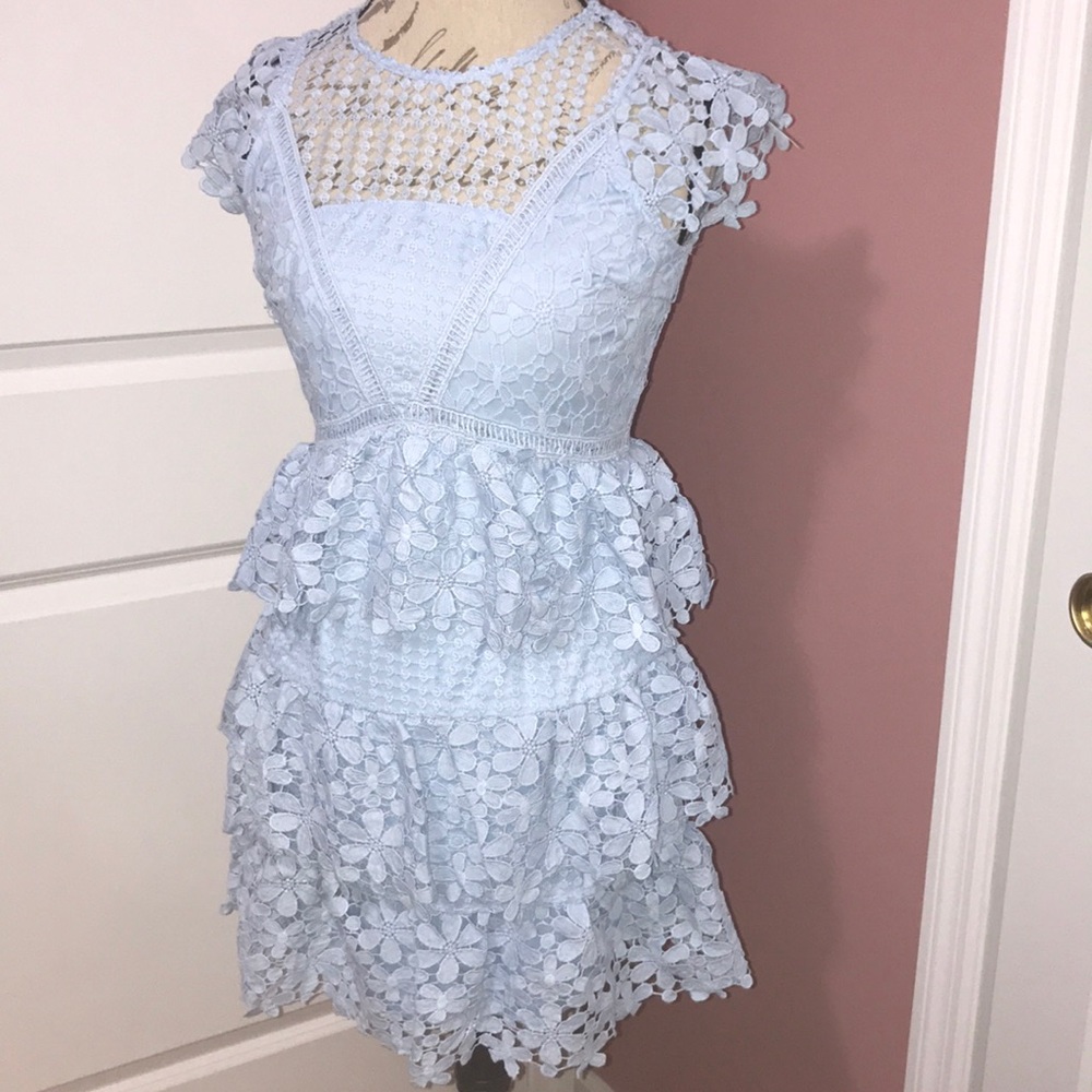 LAST ONE‼️ MEDIUM LEFT Baby Blue Lace Dress - Picture 2 of 5